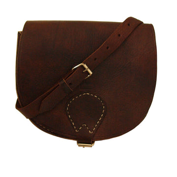 Large Leather Saddle Bag Half Moon Berber Leather